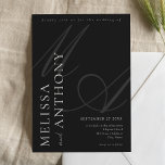 Modern Elegant Minimalist Black and White Wedding Invitation<br><div class="desc">Modern Elegant Minimalist Black and White Wedding Invitation. Featuring script monogram typography and minimal graphic design that you can personalize with details and information for guests.</div>