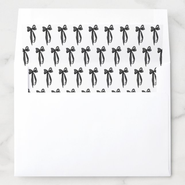 Modern Elegant Minimalist Black Bow Coquette Envelope Liner (In Envelope)