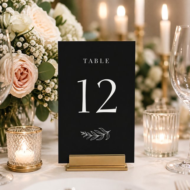 Modern Elegant Minimalist Black & White Wedding Table Number (Creator Uploaded)