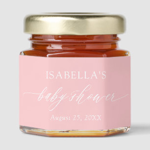 Modern Elegant Minimalist Blush Pink Baby Shower Honey Jar Favors