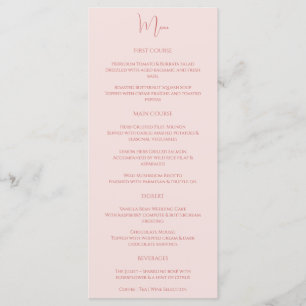 Modern Elegant Minimalist Blush Pink Romeo Juliet Menu