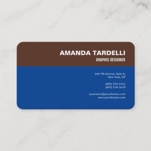 Modern Elegant Minimalist Brown Deep Blue Business Card