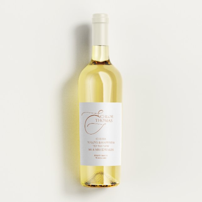 Modern Elegant Minimalist "Cheers" Wedding  Wine Label (Creator Uploaded)