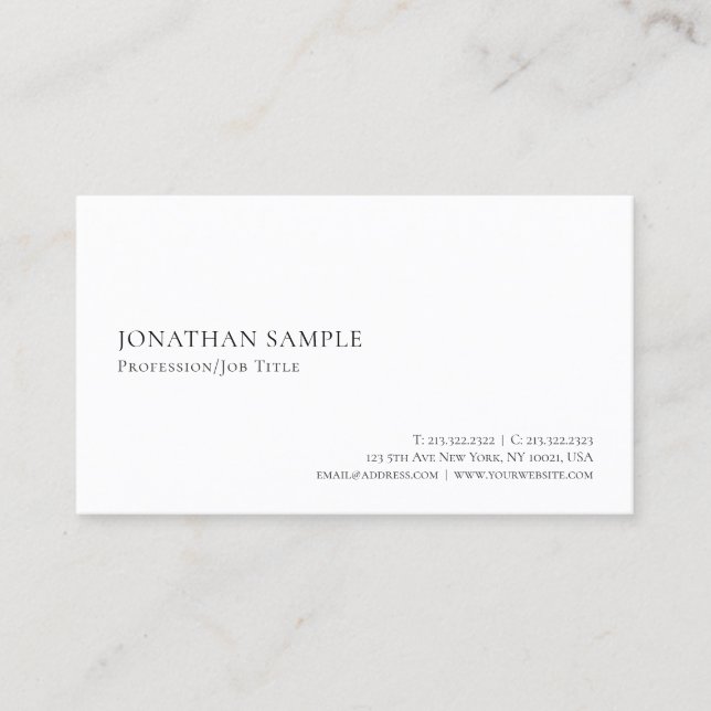 Modern Elegant Minimalist Create Your Own Business Card (Front)