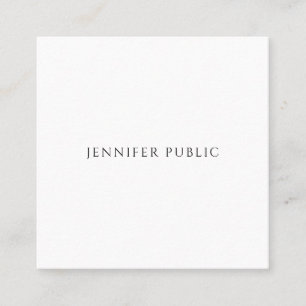Modern Elegant Minimalist Custom Your Text Here Square Business Card