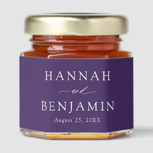 Modern Elegant Minimalist Dark Purple Wedding Honey Jar Favors