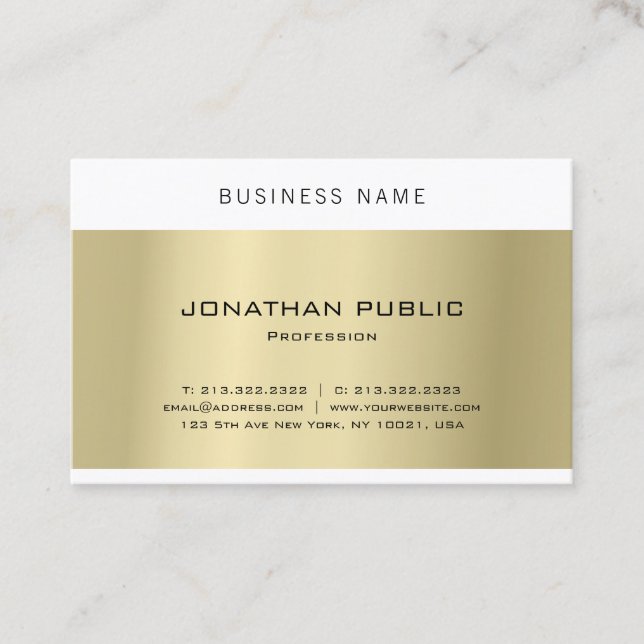 Modern Elegant Minimalist Design Gold Plain Luxury Business Card (Front)