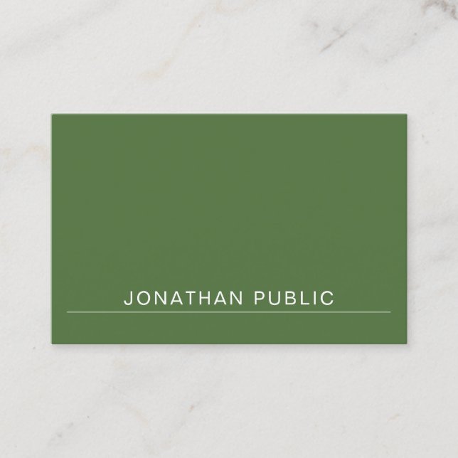 Modern Elegant Minimalist Design Green Trendy Business Card (Front)