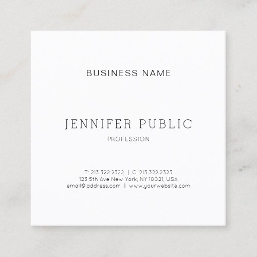 Modern Elegant Minimalist Design Professional Square Business Card