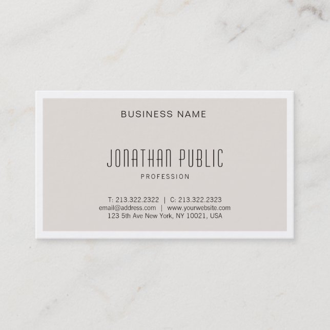Modern Elegant Minimalist Design Simple Plain Luxe Business Card (Front)