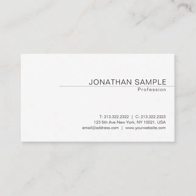 Modern Elegant Minimalist Design Trendy Plain Business Card | Zazzle