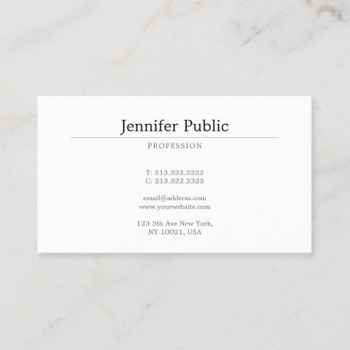 Modern Elegant Minimalist Design Trendy Plain Business Card