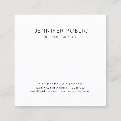 Modern Elegant Minimalist Design Trendy Plain Luxe Square Business Card