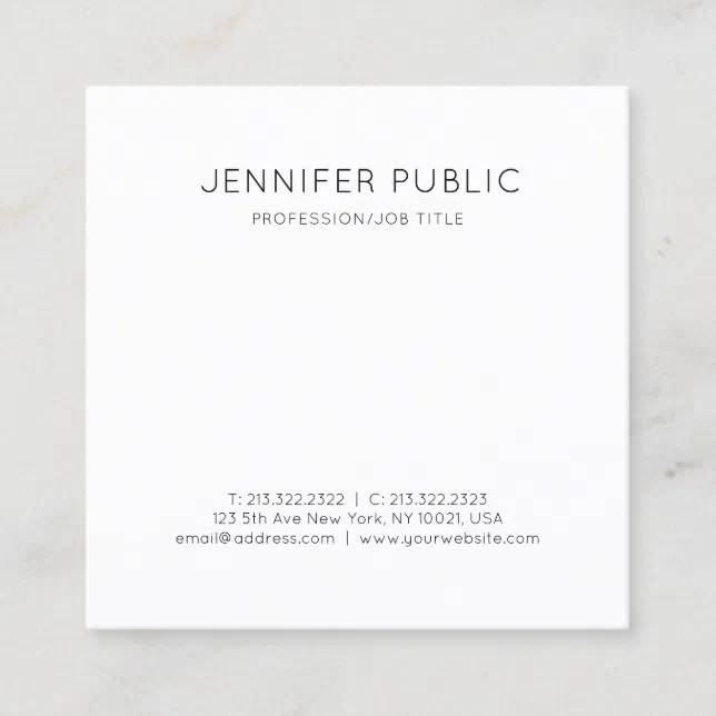 Modern Elegant Minimalist Design Trendy Plain Luxe Square Business Card ...
