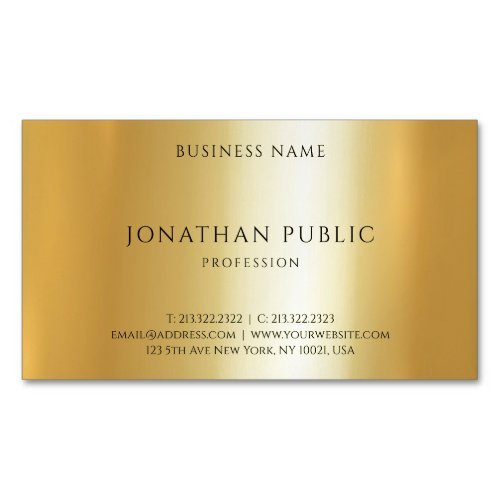 Modern Elegant Minimalist Faux Gold Professional Business Card Magnet