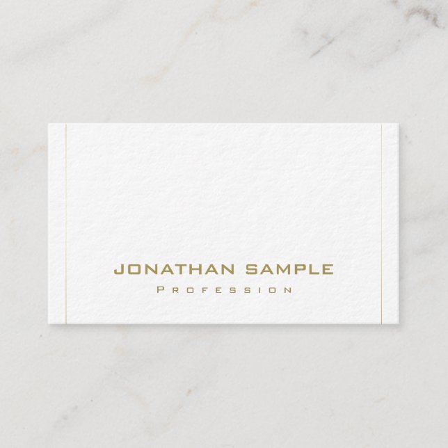 Modern Elegant Minimalist Gold Striped Trendy Luxe Business Card (Front)