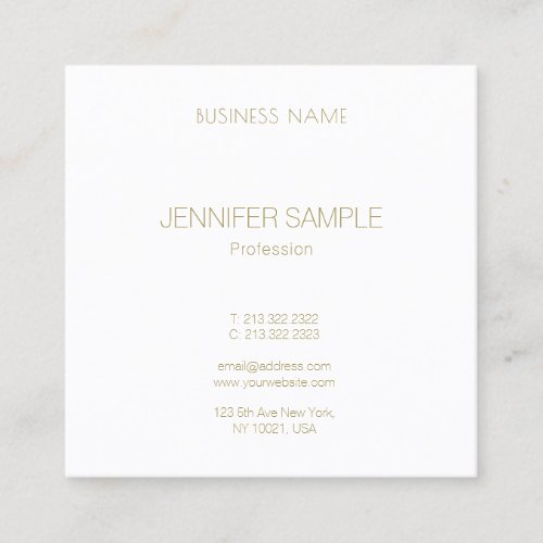 Modern Elegant Minimalist Gold Text Font Luxury Square Business Card