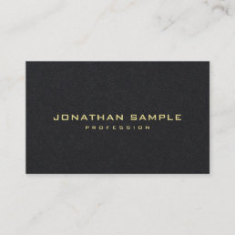 Modern Elegant Minimalist Gold Text Premium Black Business Card