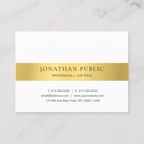 Modern Elegant Minimalist Gold White Template Business Card