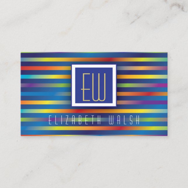 Modern Elegant Minimalist Gradient Lines 3,5 x 2,0 Business Card (Front)