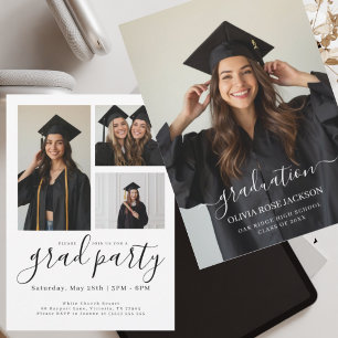 Modern Elegant Minimalist Graduation Photo Invitation