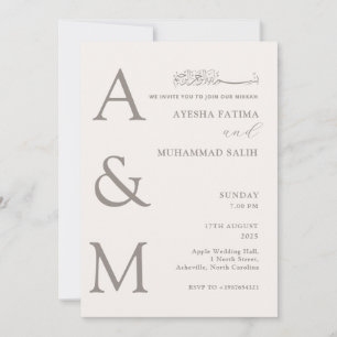 Modern Elegant Minimalist Islamic Nikkah Wedding  Invitation