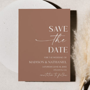 Modern Elegant Minimalist Mocha Mousse Wedding Save The Date