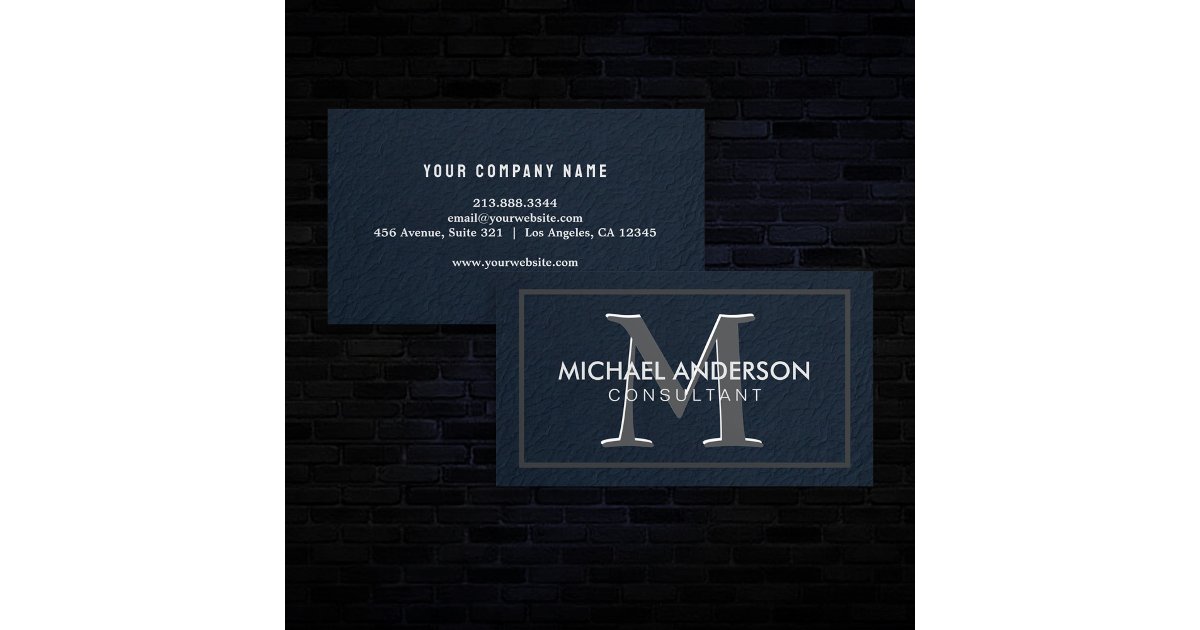 Modern Elegant Minimalist Monogram Professional Business Card | Zazzle