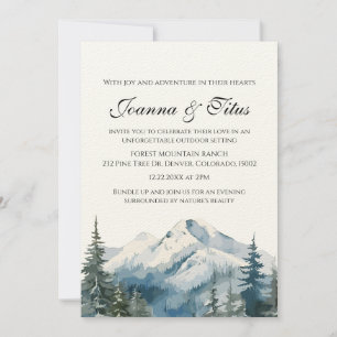 Modern Elegant Minimalist Mountain Forest Wedding Invitation