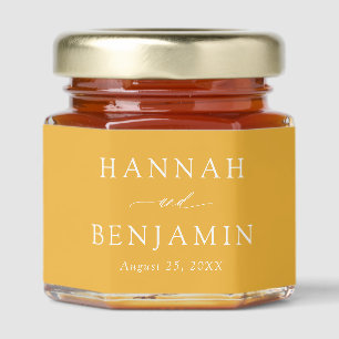 Modern Elegant Minimalist Mustard Yellow Wedding Honey Jar Favors