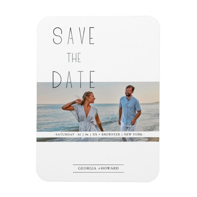 Modern Elegant Minimalist Photo Couple Wedding Magnet (Vertical)