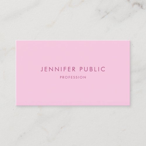 Modern Elegant Minimalist Pink Template Simple Business Card