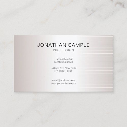 Modern Elegant Minimalist Plain Faux Silver Luxury Business Card