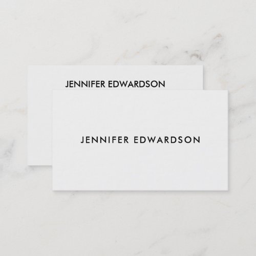 Modern elegant minimalist plain white professional business card