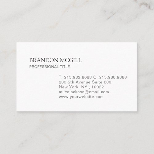 Modern Elegant Minimalist Professional Plain Busin Business Card
