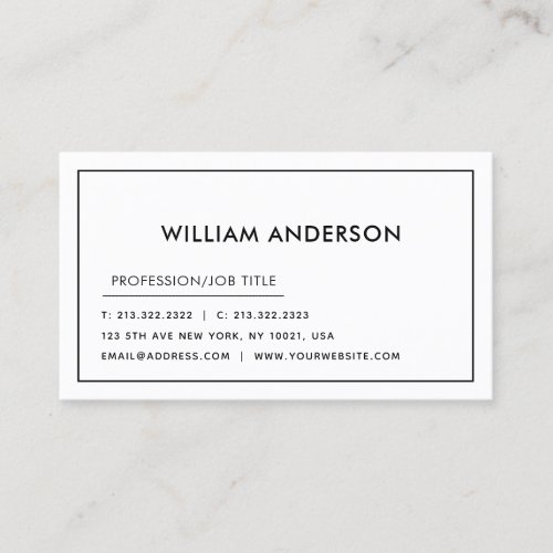 Modern Elegant Minimalist Professional Plain  Business Card