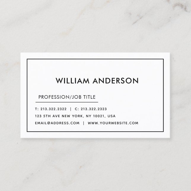Modern Elegant Minimalist Professional Plain  Business Card (Front)