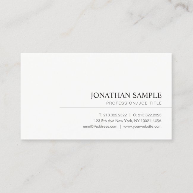 Modern Elegant Minimalist Professional Plain Business Card