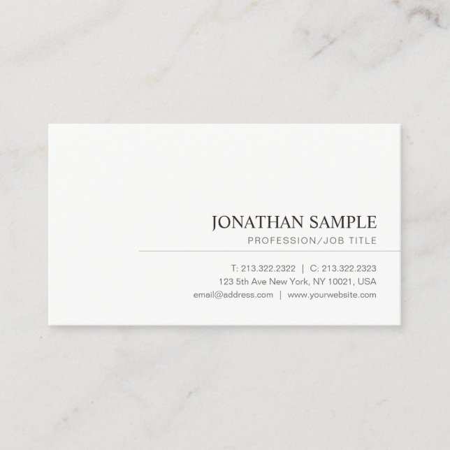 Modern Elegant Minimalist Professional Plain Business Card (Front)