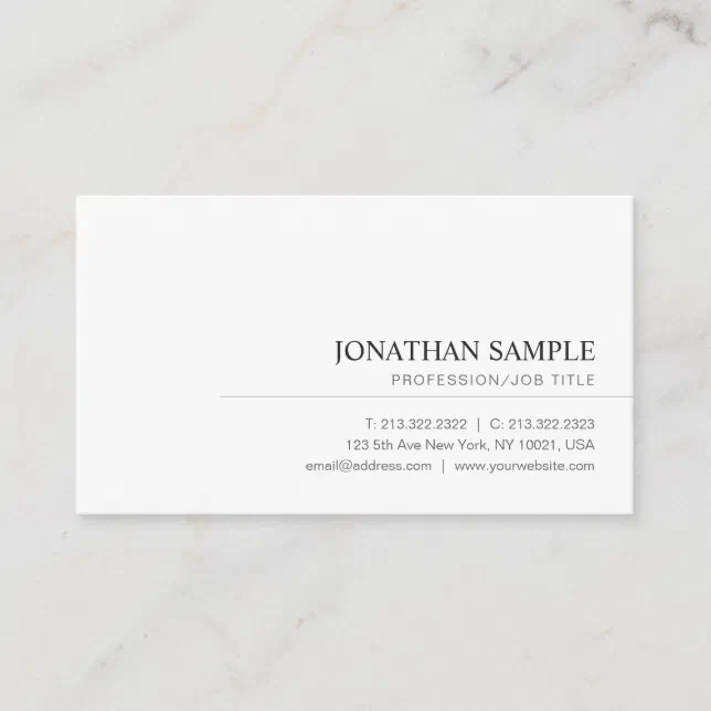 Modern Elegant Minimalist Professional Plain Business Card | Zazzle