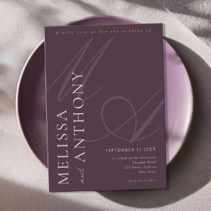 Modern Elegant Minimalist Purple Wedding Invitation