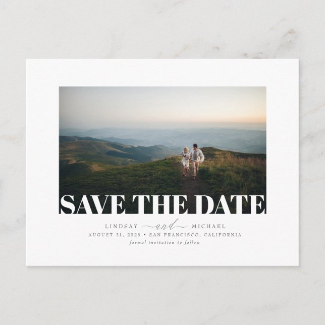 Modern Elegant Minimalist Save the Date Photo Announcement Postcard (Front)
