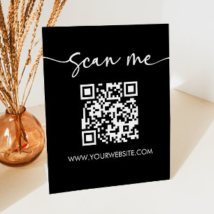 Modern Elegant Minimalist Scan Me QR Code Pedestal Sign