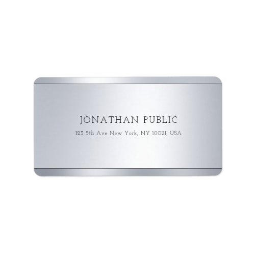 Modern Elegant Minimalist Silver Shiny Address Label
