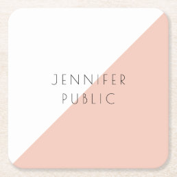 Modern Elegant Minimalist Simple Template Trendy Square Paper Coaster