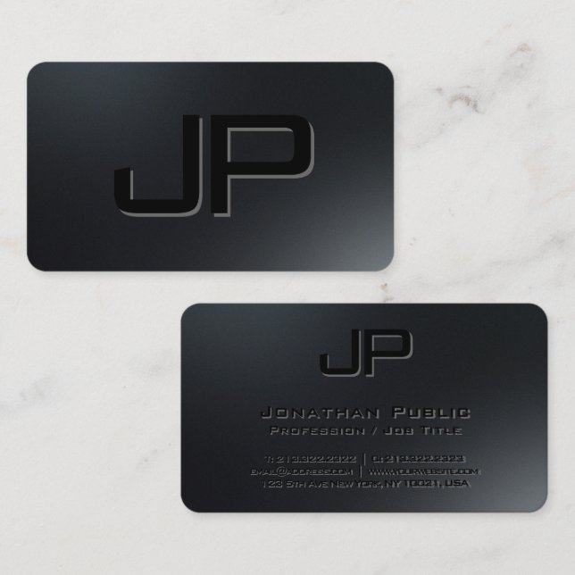Modern Elegant Minimalist Template Black Monogram Business Card (Front/Back)