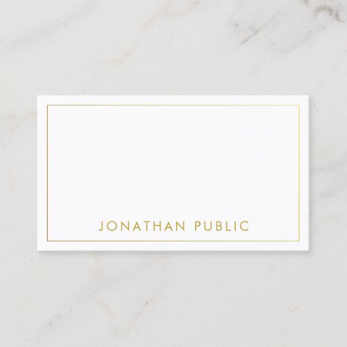 Modern Elegant Minimalist Template Gold Name Text Business Card