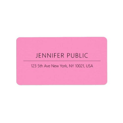 Modern Elegant Minimalist Template Pink Address Label