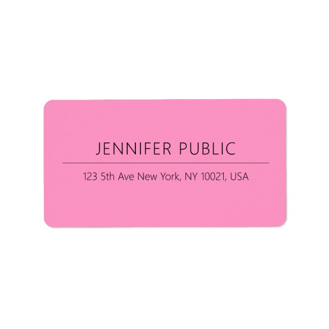 Modern Elegant Minimalist Template Pink Address Label (Front)