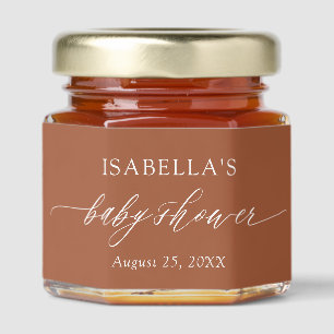 Modern Elegant Minimalist Terracotta Baby Shower Honey Jar Favors